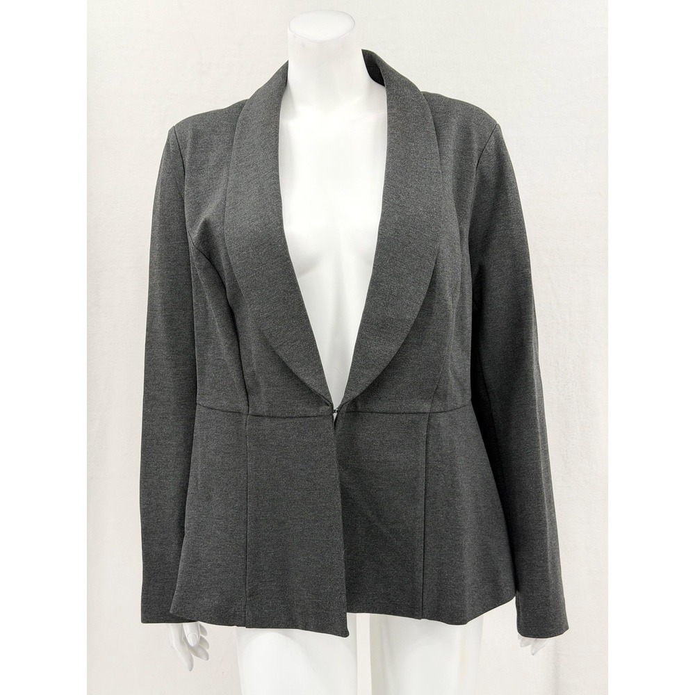 Studio Torrid Blazer Womens 2X Gray Peplum Ponte Knit Stretch Jacket Office Work